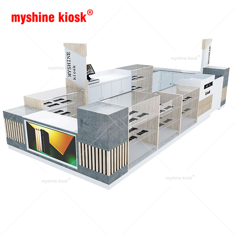 Myshine Kiosk Fashionable shopping mall mobile cell phone accessories kiosk for sale