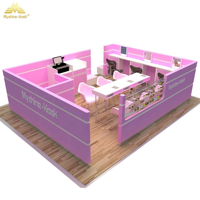 Luxury Beauty cosmetic kiosk Design / wood makeup display showcase for mall