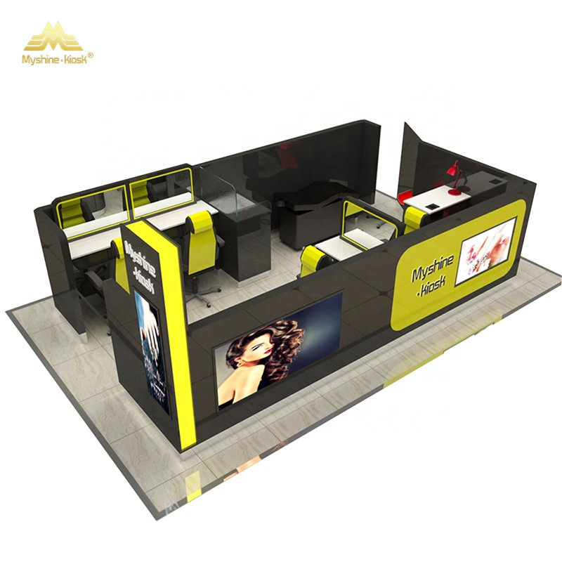 New Style Hair Salon Kiosk Hair Beauty Display Case Idea Free Design Hair Dressing Stand Service Counter Direct Factory For Sale